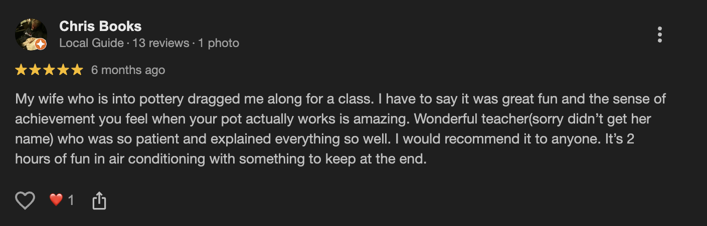 5-star Google review from Chris Books